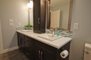 Granite Bathroom Countertop with Square Sinks