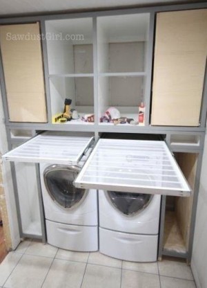 Pull-Out Drying Shelves, Custom Laundry Room