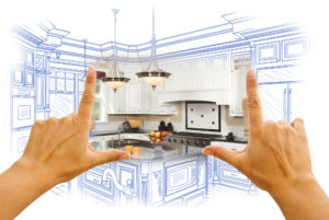 blue print with hands kitchen renovation