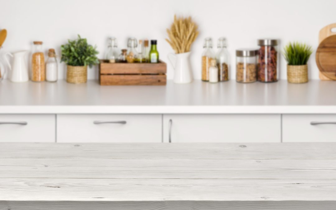 kitchen counter space against the wall